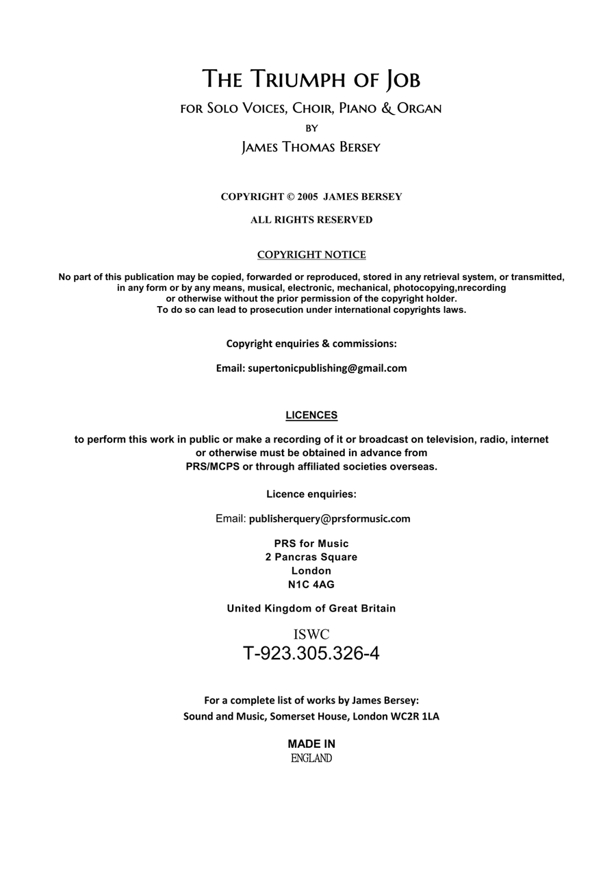 The Triumph of Job (Oratorio) Piano, Vocal scores gallery preview page 2