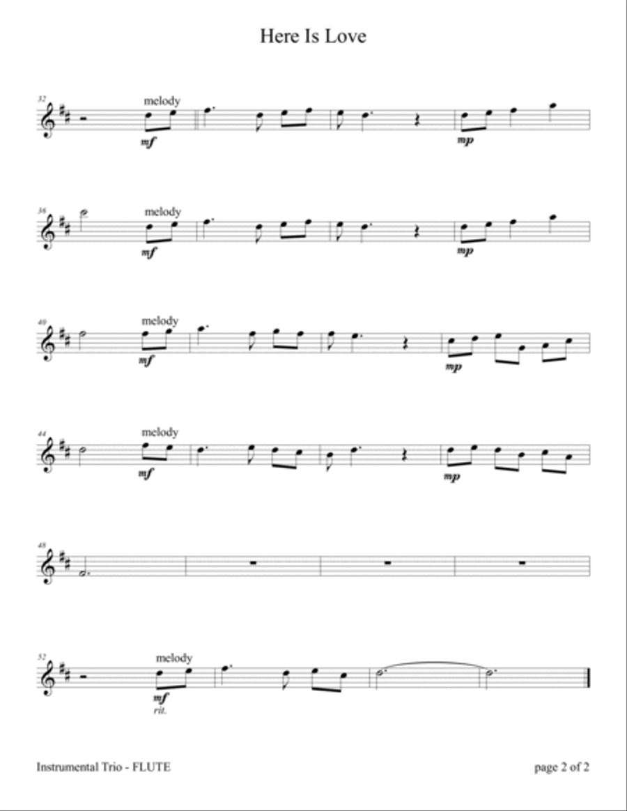 Here Is Love (Flute and Violin Duet with Piano Accompaniment) Flute scores gallery preview page 4