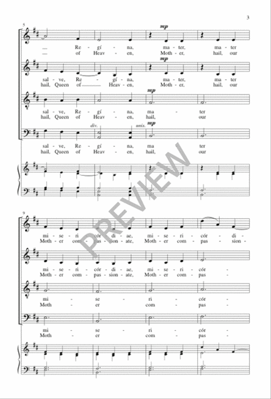 Salve Regina / Hail, Queen of Heaven 4-Part scores gallery preview page 3