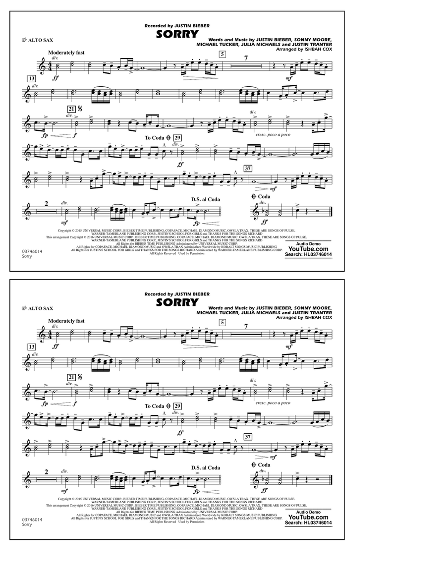 Sorry - Eb Alto Sax