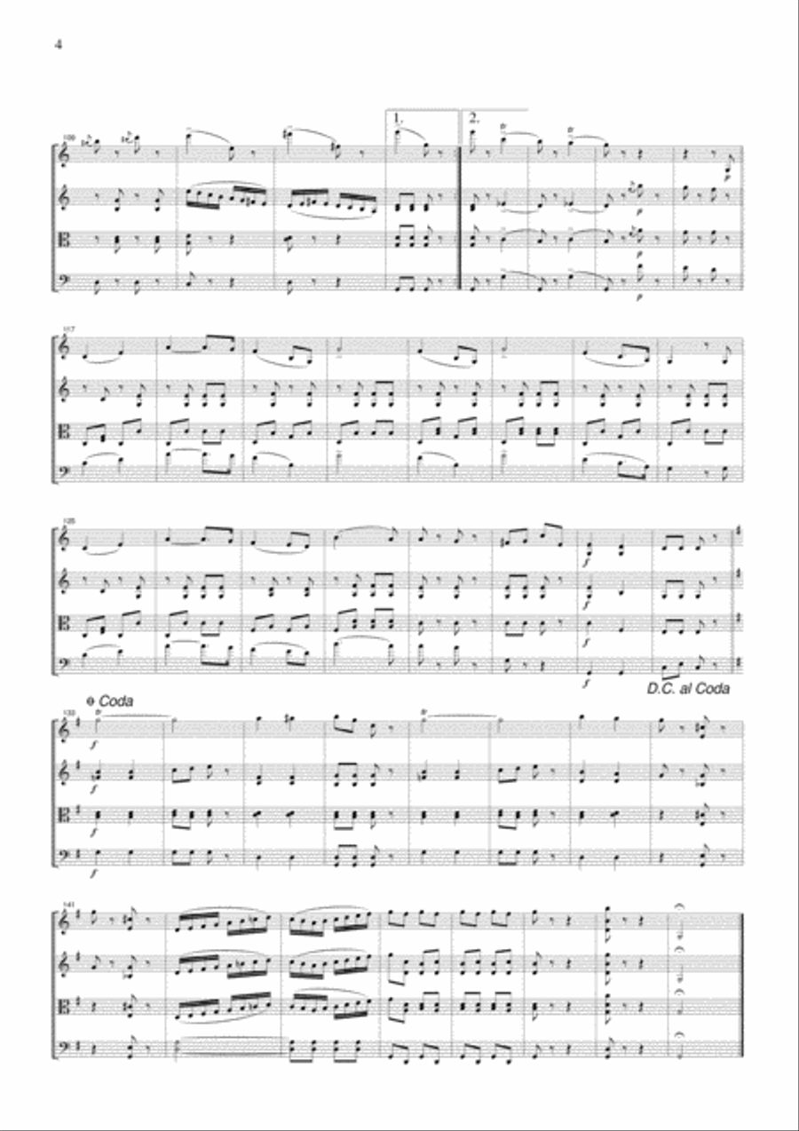 J.Strauss Thunder and Lightning Polka, for string quartet, CS111 String Quartet scores gallery preview page 4