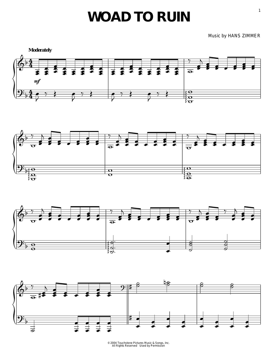 Woad To Ruin Piano Solo scores gallery preview page 1
