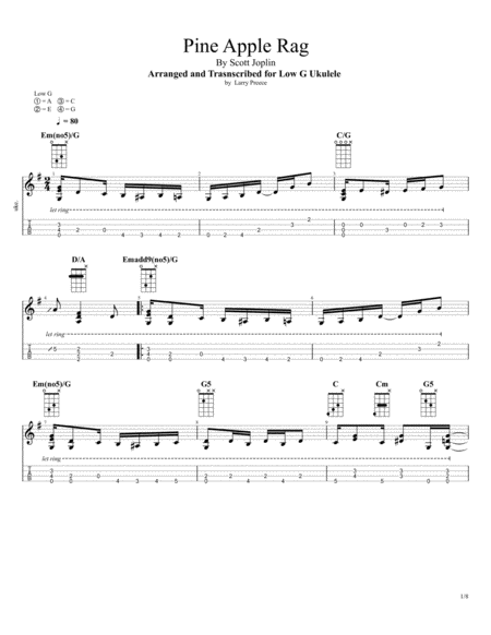 Pine Apple Rag (Scott Joplin) for Fingerstyle Ukulele Solo image number null