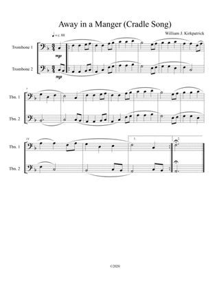 Away in a Manger (Cradle Song) for trombone duet