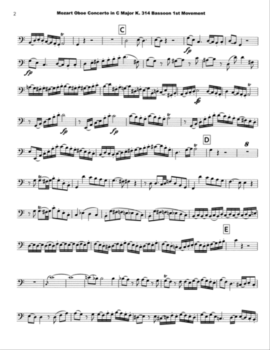 Mozart Oboe Concerto op. 314 for Bassoon Bassoon Solo scores gallery preview page 2