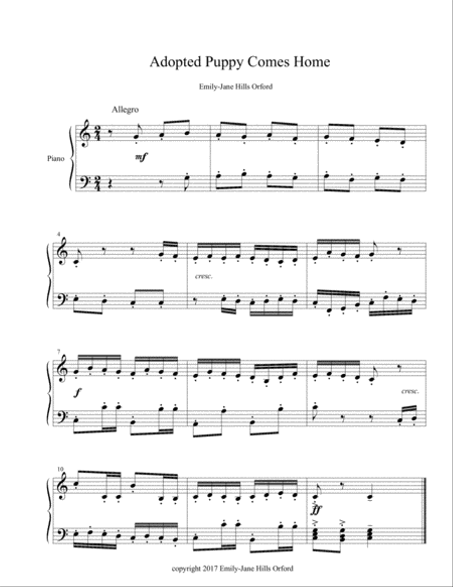 Adopted Puppy Comes Home Adopted Puppy Comes Home Piano Solo scores gallery preview page 1