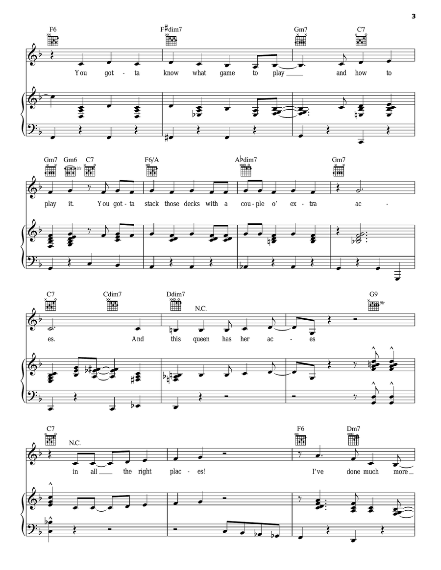 A Little Brains, A Little Talent (from Damn Yankees) Piano, Vocal, Guitar scores gallery preview page 3