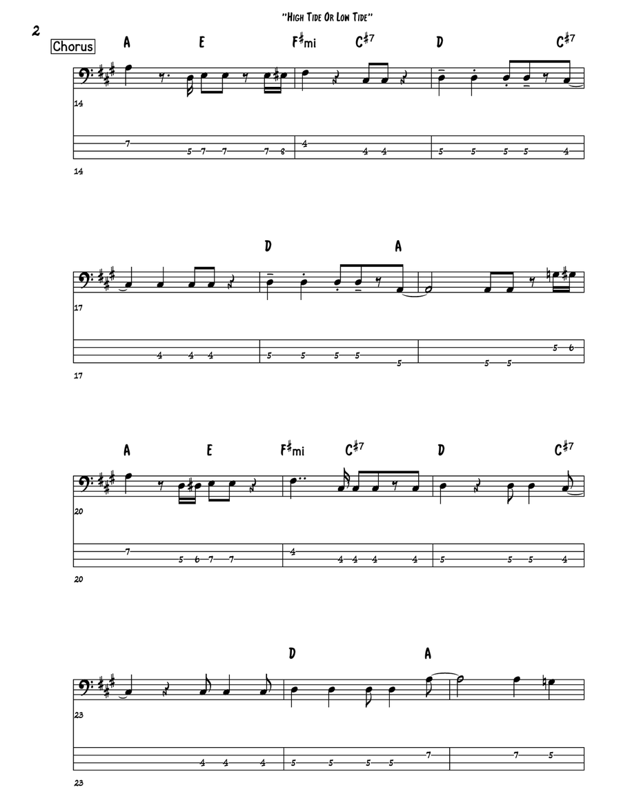 High Tide Or Low Tide Bass Guitar Tablature scores gallery preview page 2