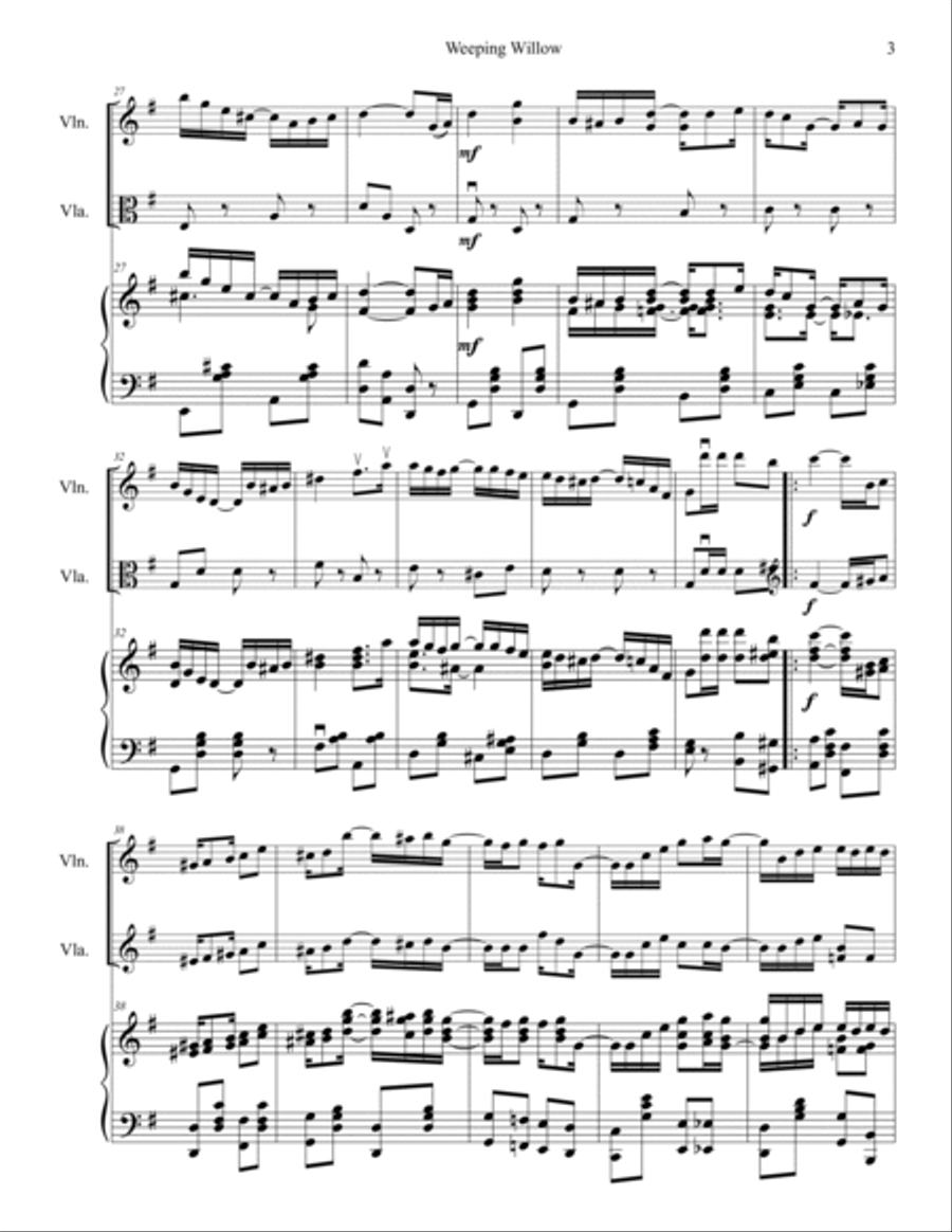 Weeping Willow Trio for Violin, Viola and Piano Weeping Willow Trio for Violin, Viola and Piano Piano Trio scores gallery preview page 3