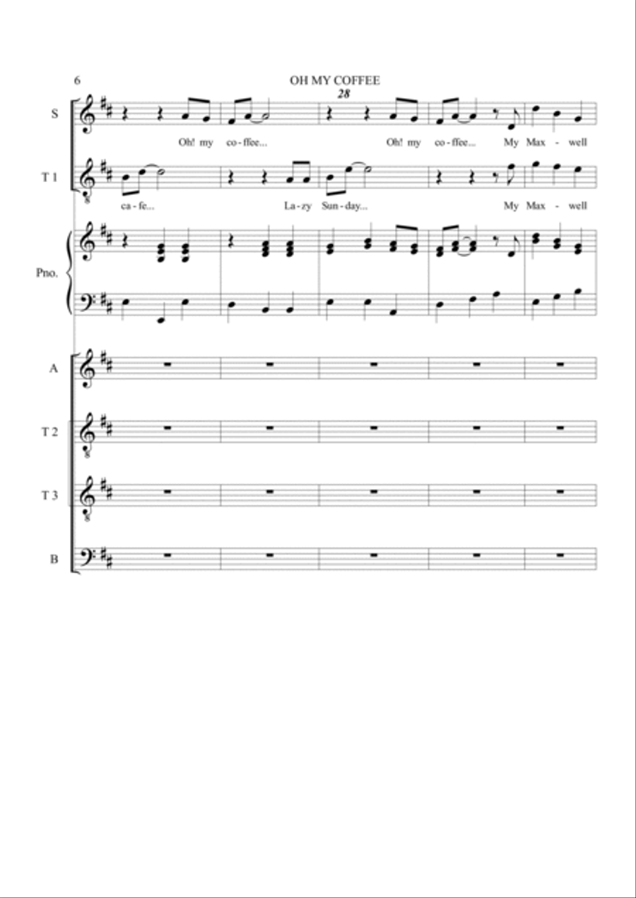 Oh My Coffee Tenor Voice scores gallery preview page 6