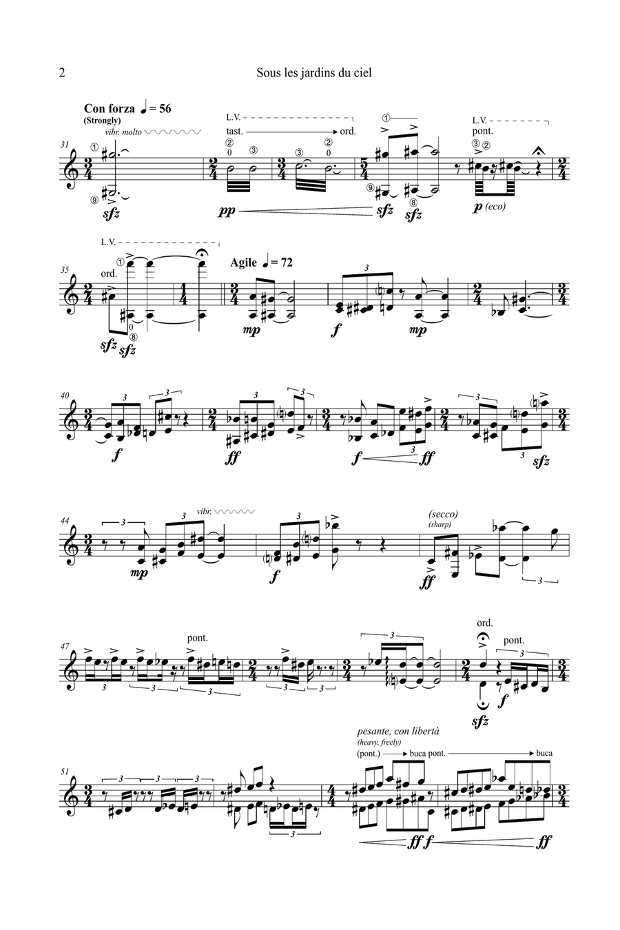 Umberto BOMBARDELLI: Sous les jardins du ciel (ES-23-030) - Score Only Guitar Ensemble scores gallery preview page 3
