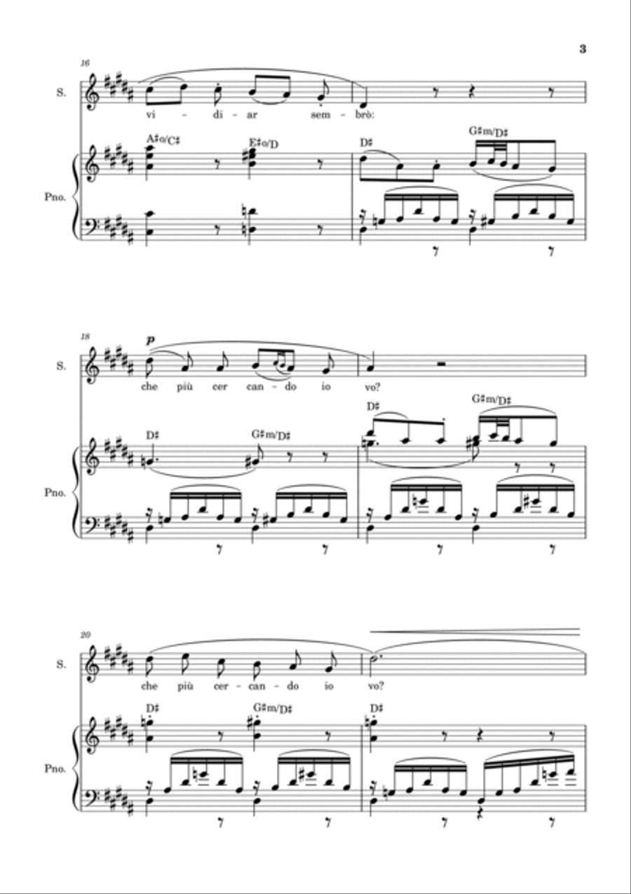 Una Furtiva Lagrima (Soprano in G#m) Piano, Vocal, Guitar scores gallery preview page 3