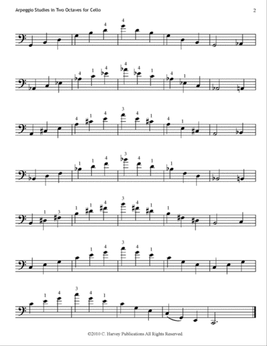 Arpeggio Studies in Two Octaves for the Cello Cello scores gallery preview page 3