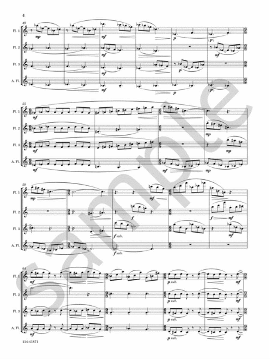 Celestial Bodies Flute Quartet scores gallery preview page 5