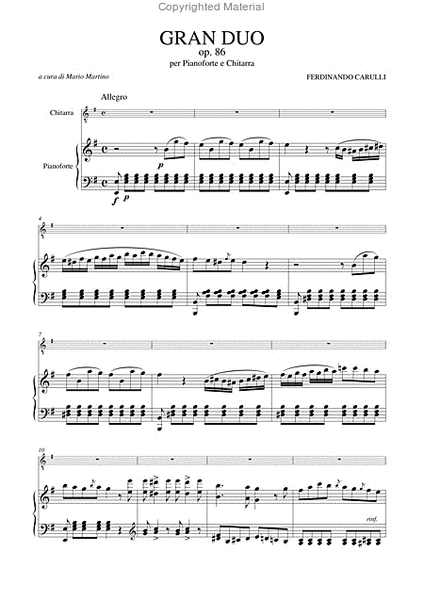 Gran Duo Op. 86 for Piano and Guitar
