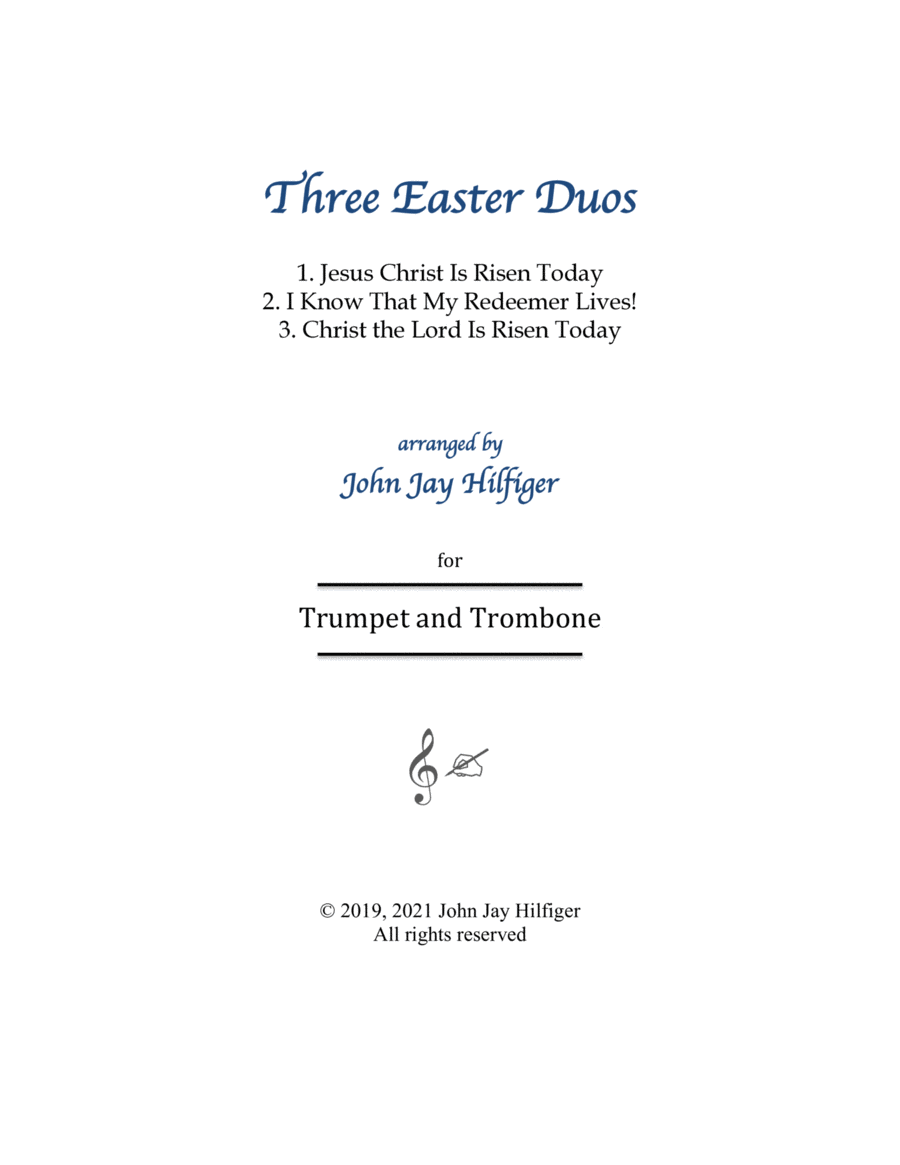 Three Easter Duos for Trumpet and Trombone Three Easter Duos for Trumpet and Trombone Brass Duet scores gallery preview page 1