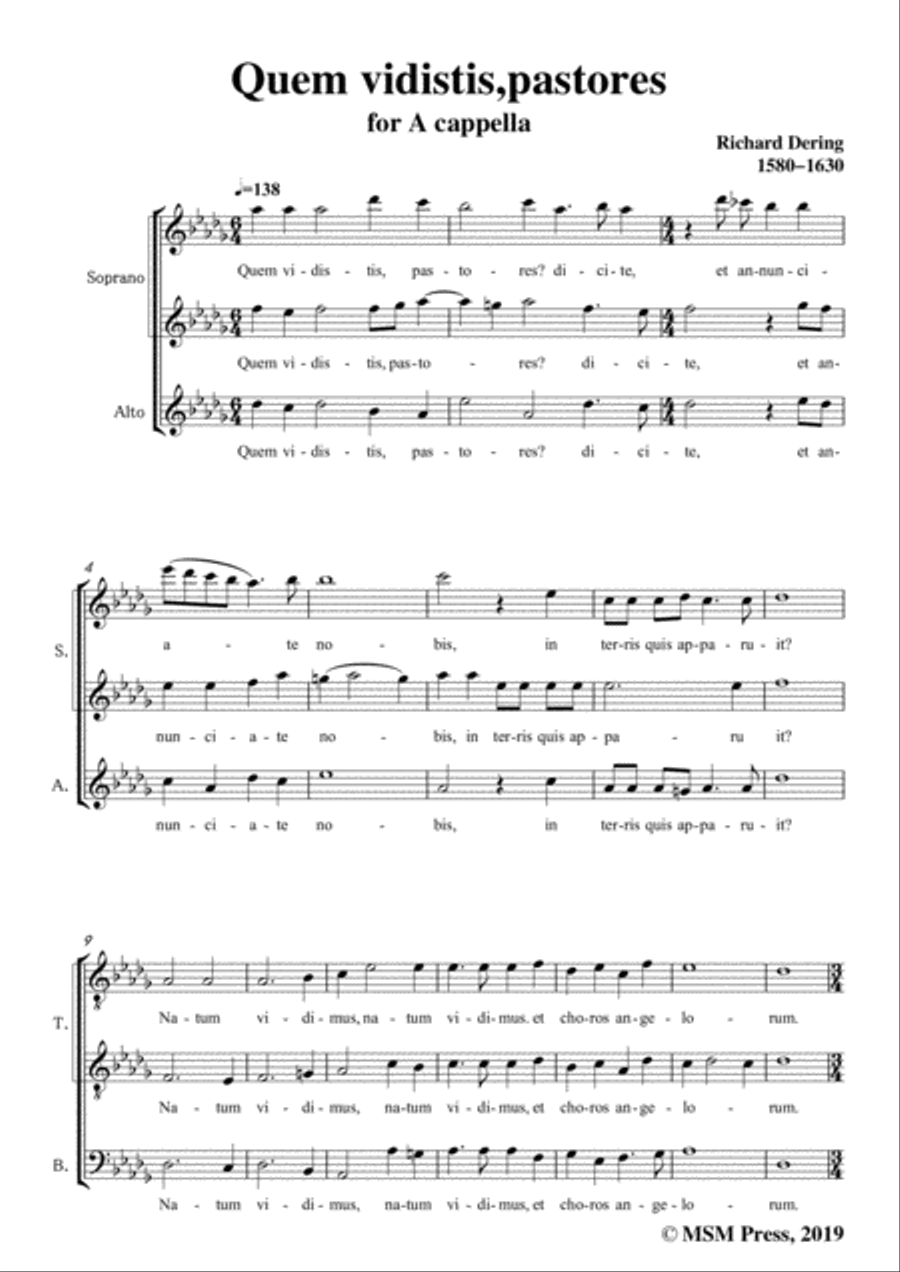 Dering-Quem vidistis,pastores,in D flat Major,A cappella 4-Part scores gallery preview page 3