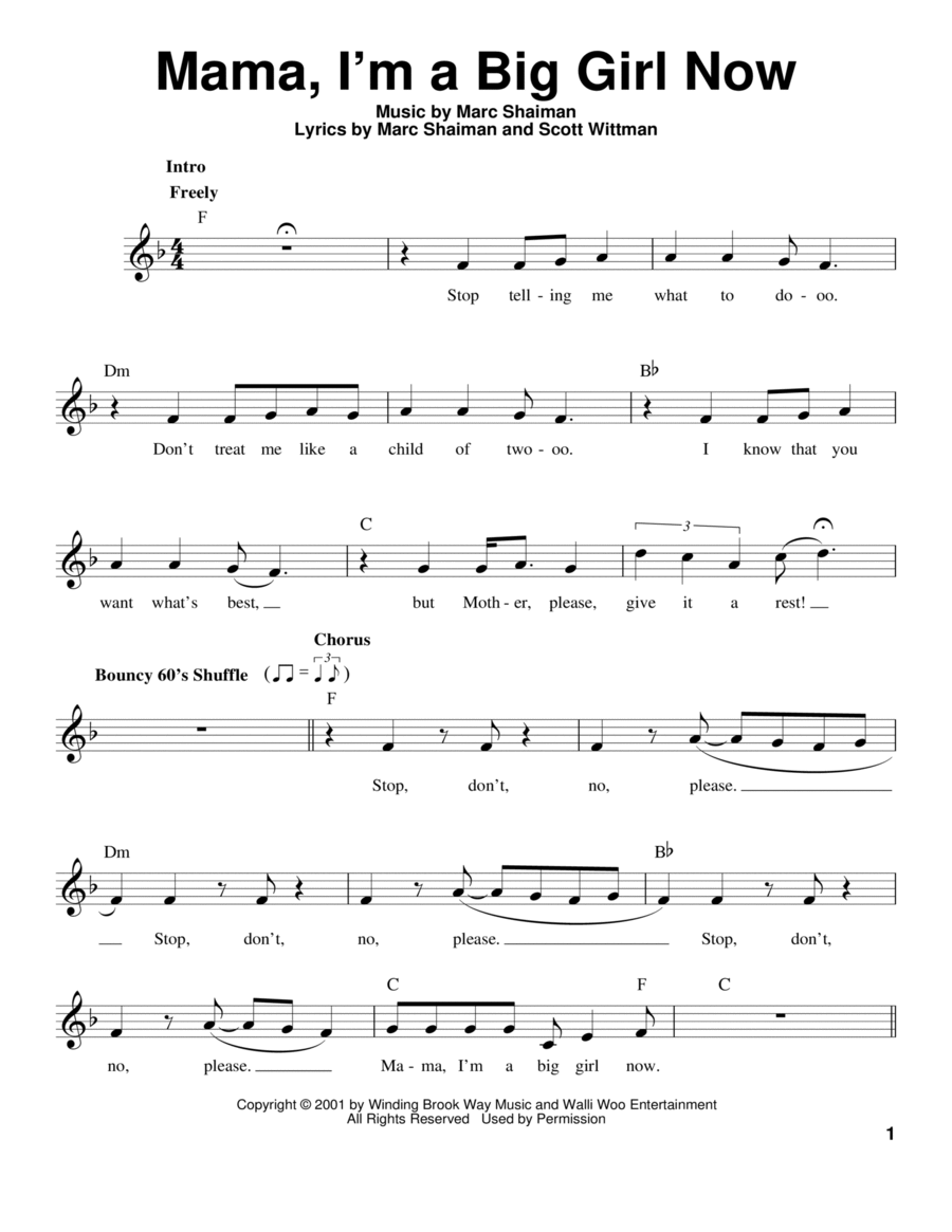 Mama, I'm A Big Girl Now Voice scores gallery preview page 1