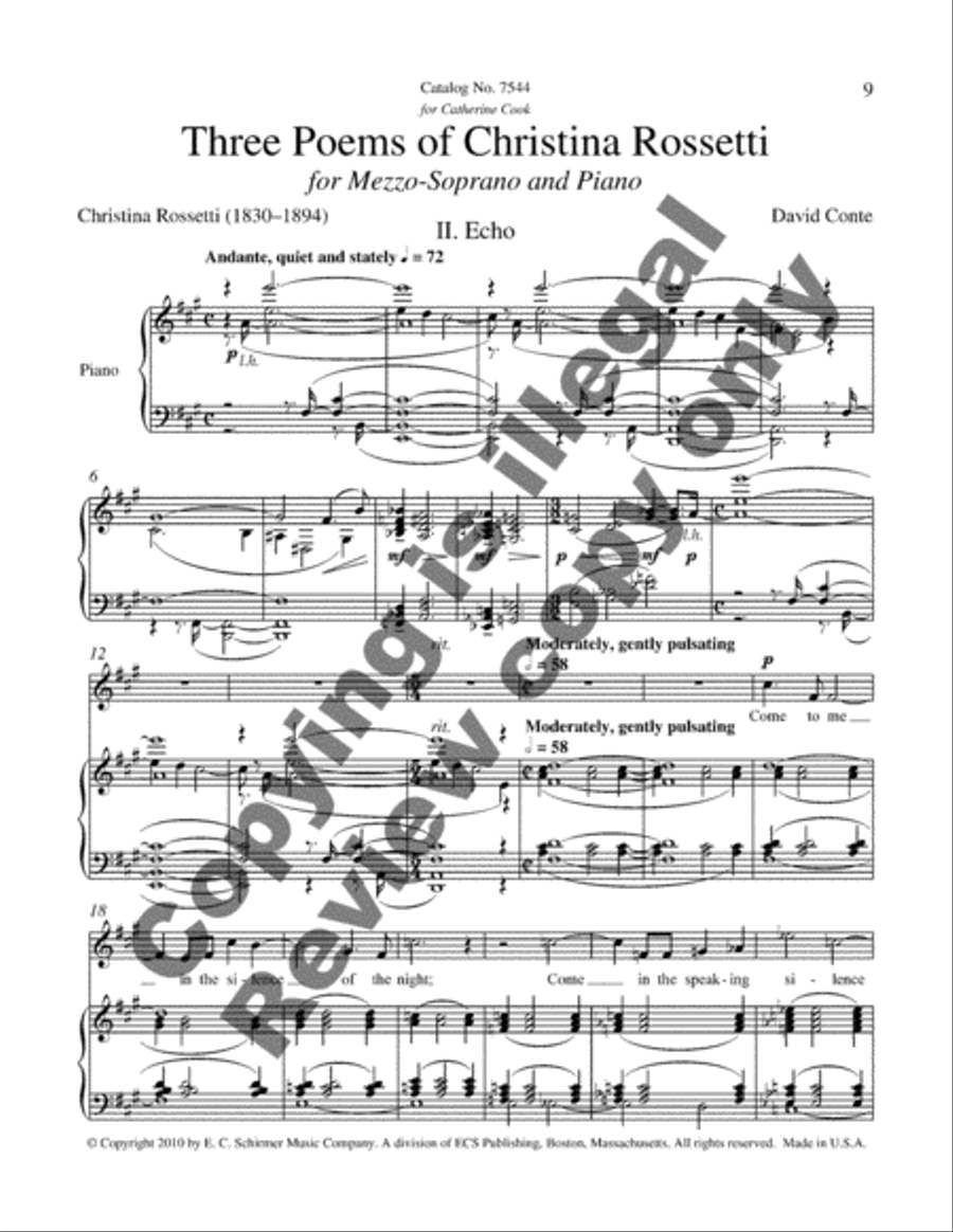 Three Poems of Christina Rossetti Mezzo-Soprano Voice scores gallery preview page 11