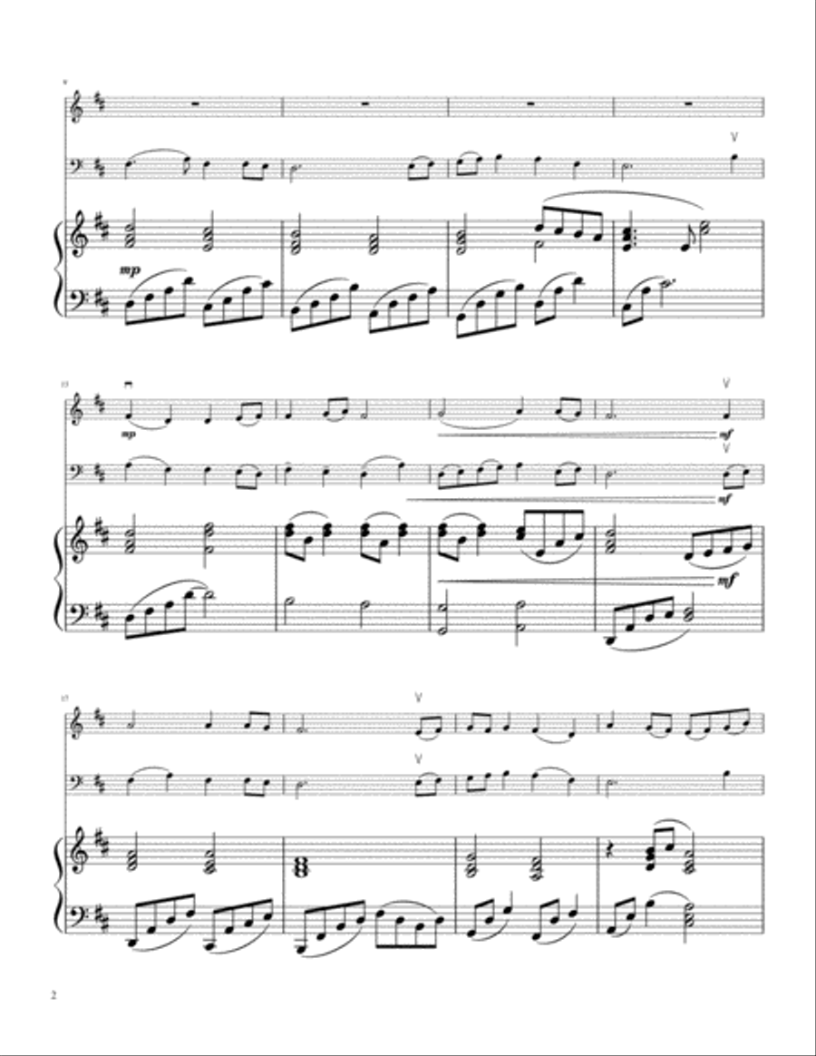 Joy to the World with This Is My Father's World - Cello and Violin duet with piano accompaniment Piano Trio scores gallery preview page 3