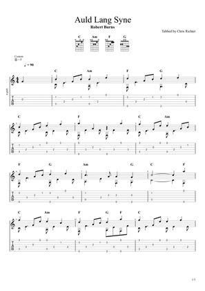 Auld Lang Syne (Solo Fingerstyle Guitar Tab)