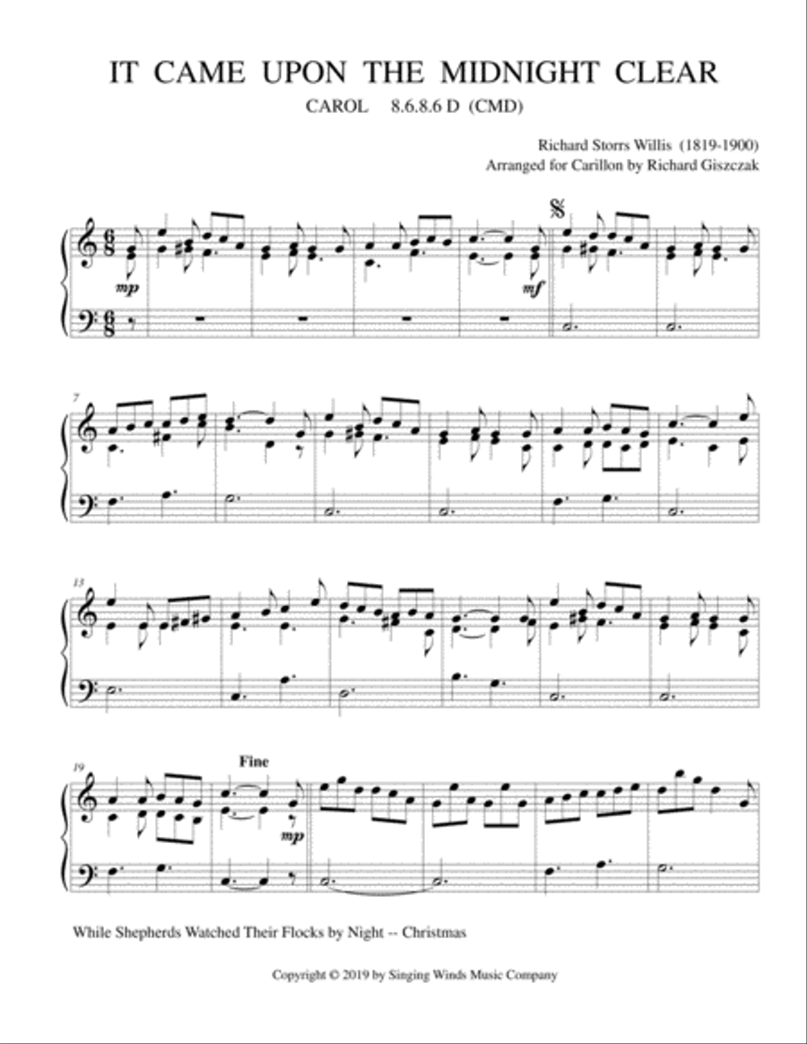 It Came Upon the Midnight Clear (CAROL) Carillon scores gallery preview page 1