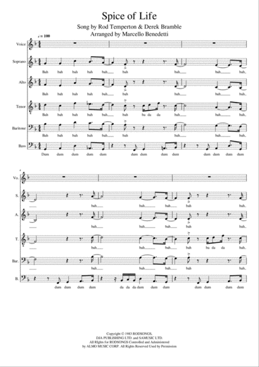 Spice Of Life 4-Part scores gallery preview page 1