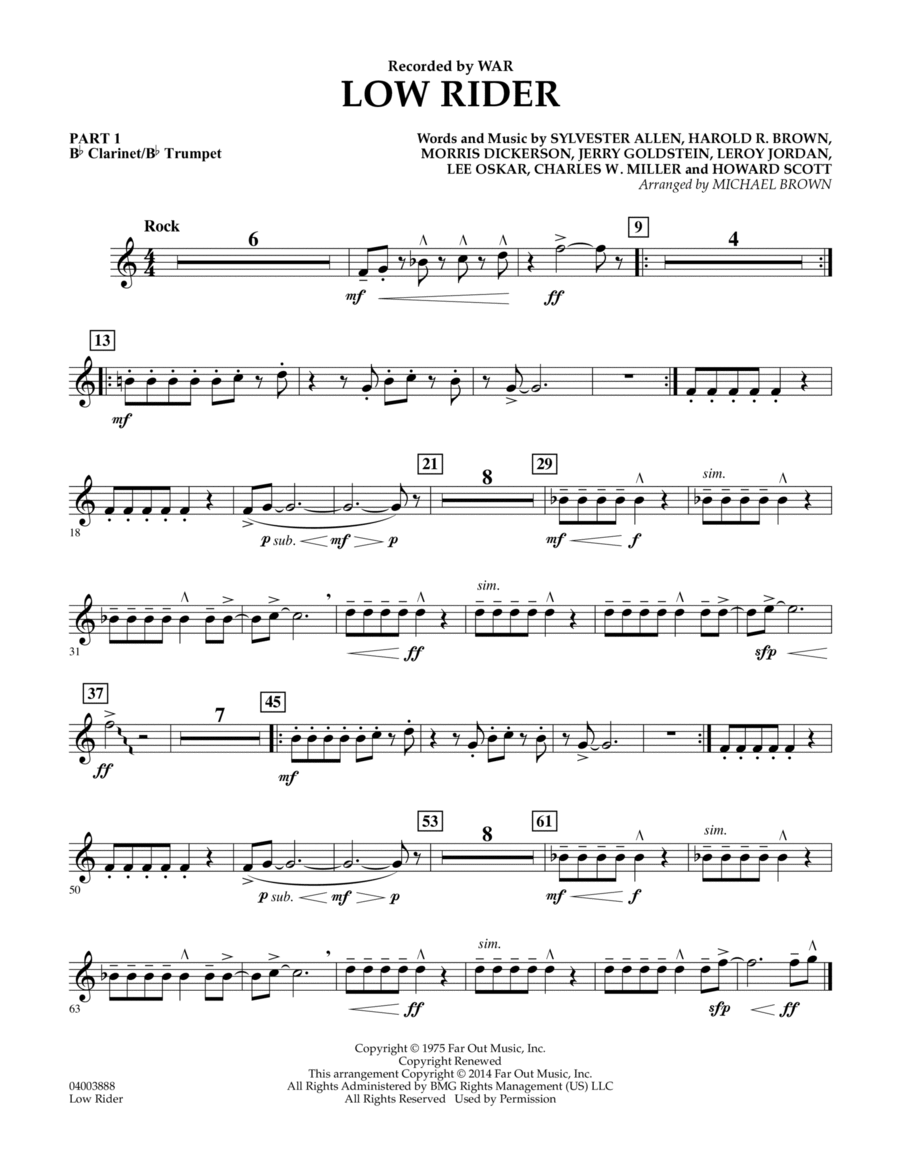 Low Rider - Pt.1 - Bb Clarinet/Bb Trumpet Concert Band scores gallery preview page 1