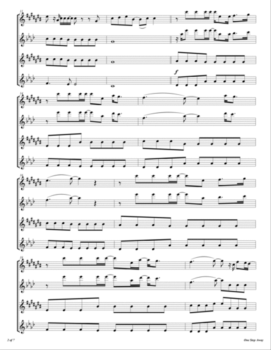 One Step Away Woodwind Quartet scores gallery preview page 3