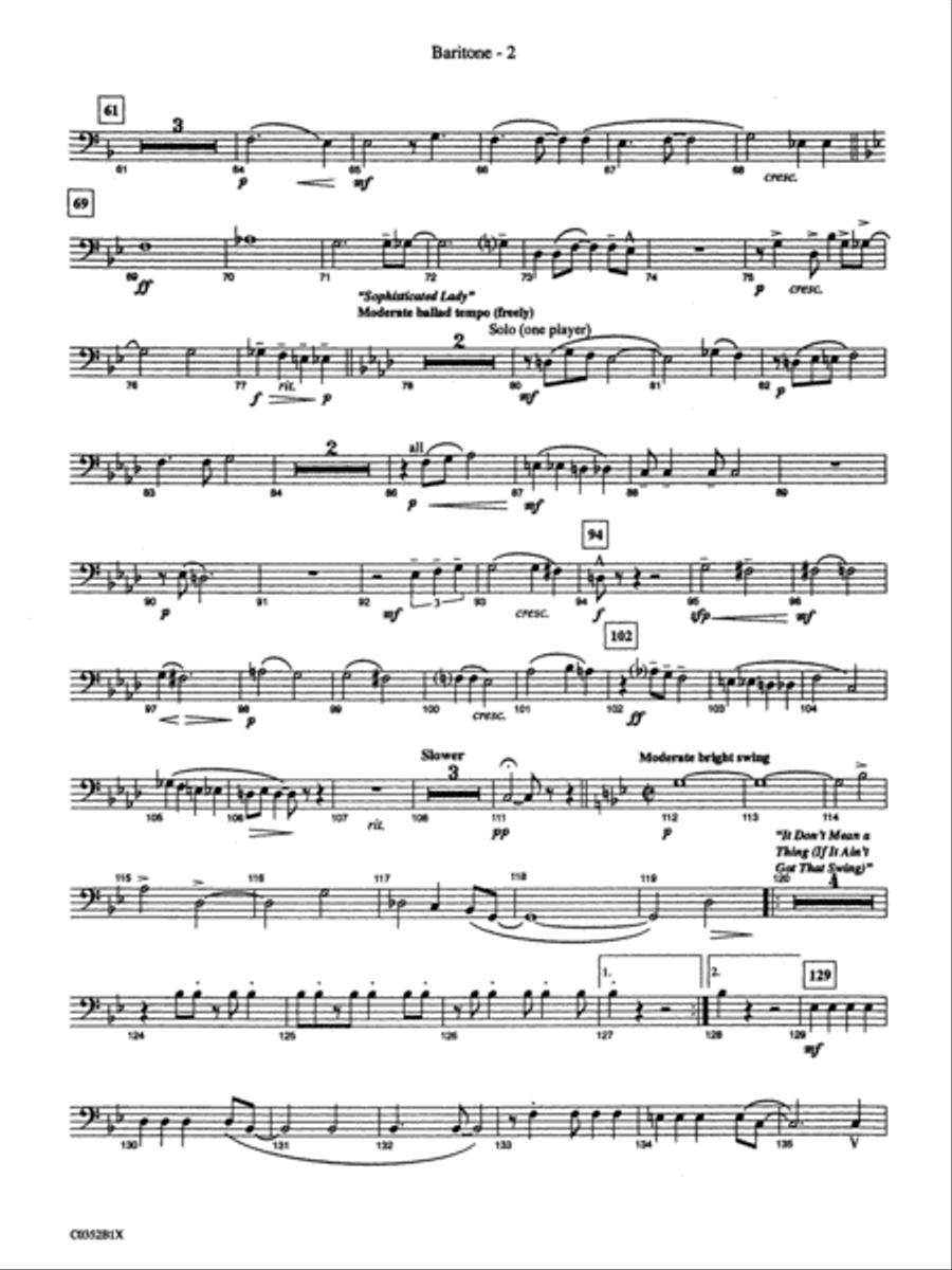 Duke Ellington! (Medley for Concert Band): Baritone B.C. Concert Band scores gallery preview page 2
