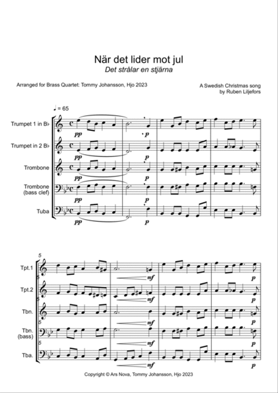 När det lider mot jul (Brass Quartet) Brass Quartet scores gallery preview page 2