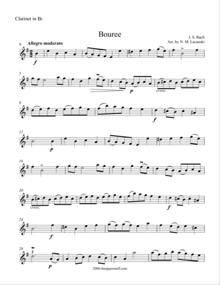 Bouree Clarinet scores gallery preview page 3