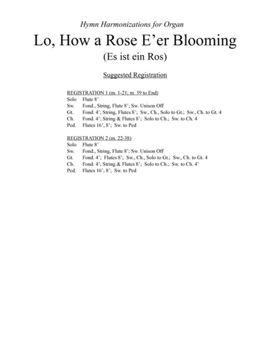 Lo How a Rose E'er Blooming - Christmas Hymn Harmonization for Organ image number null