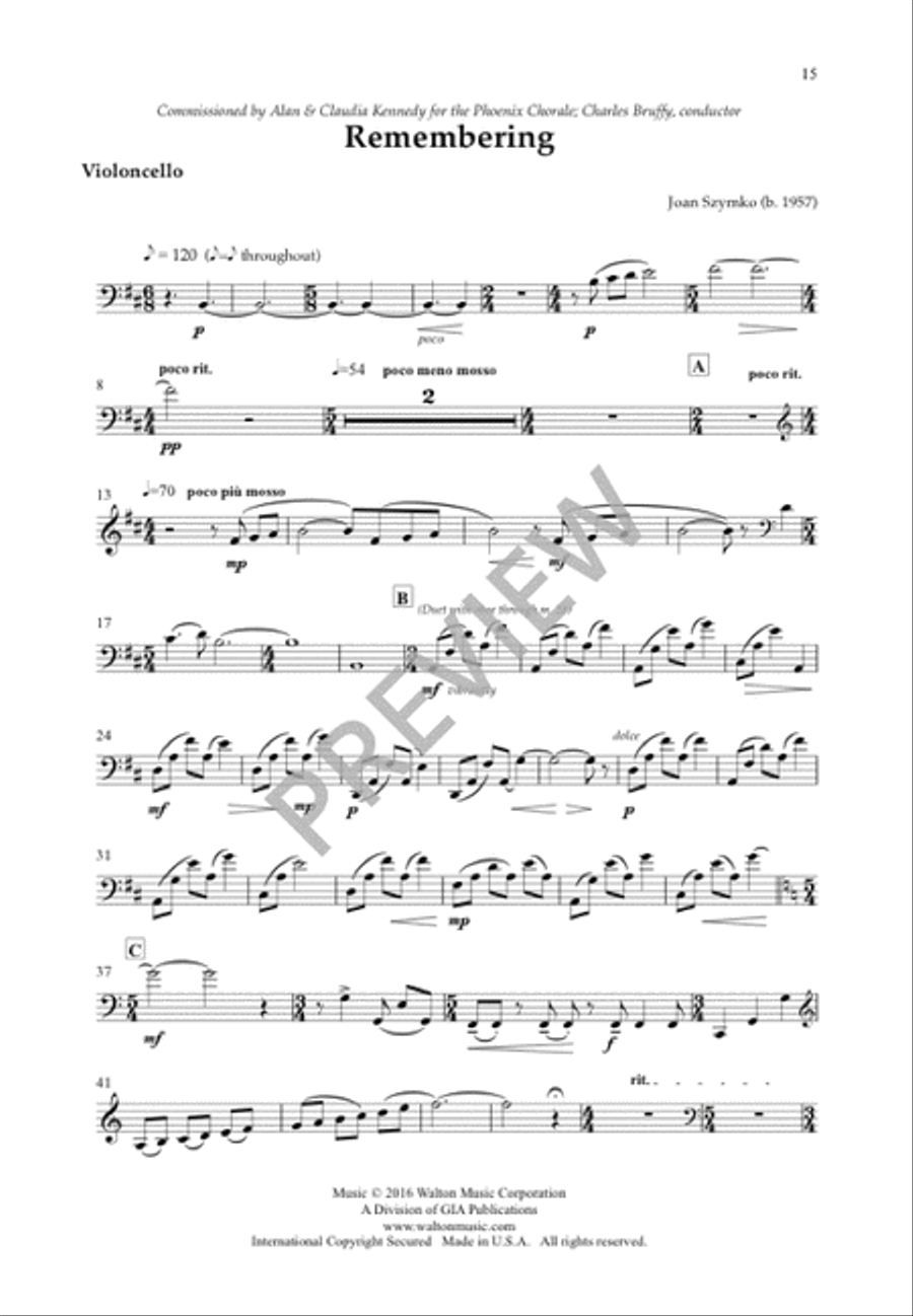 Remembering Remembering 4-Part scores gallery preview page 16