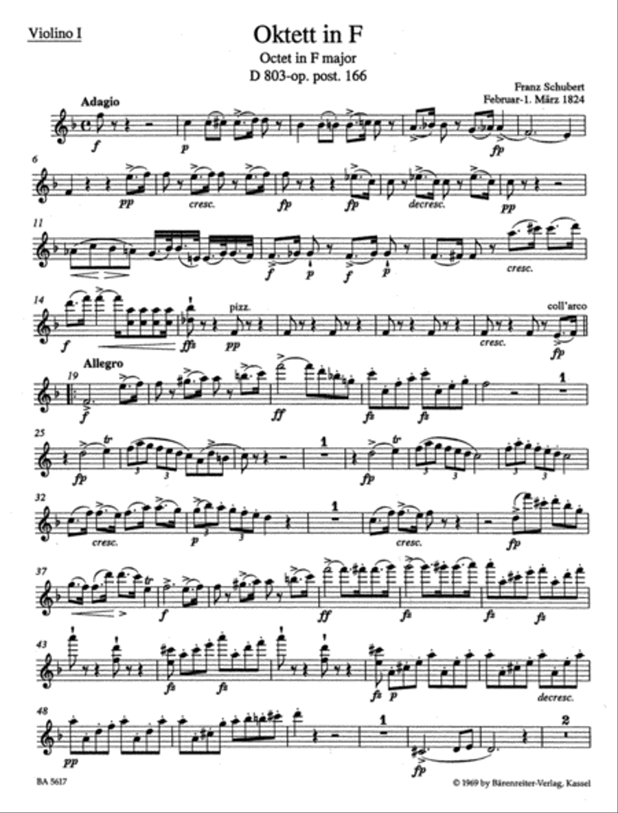 Octet in F major, op. post. 166 D 803 Bassoon scores gallery preview page 2