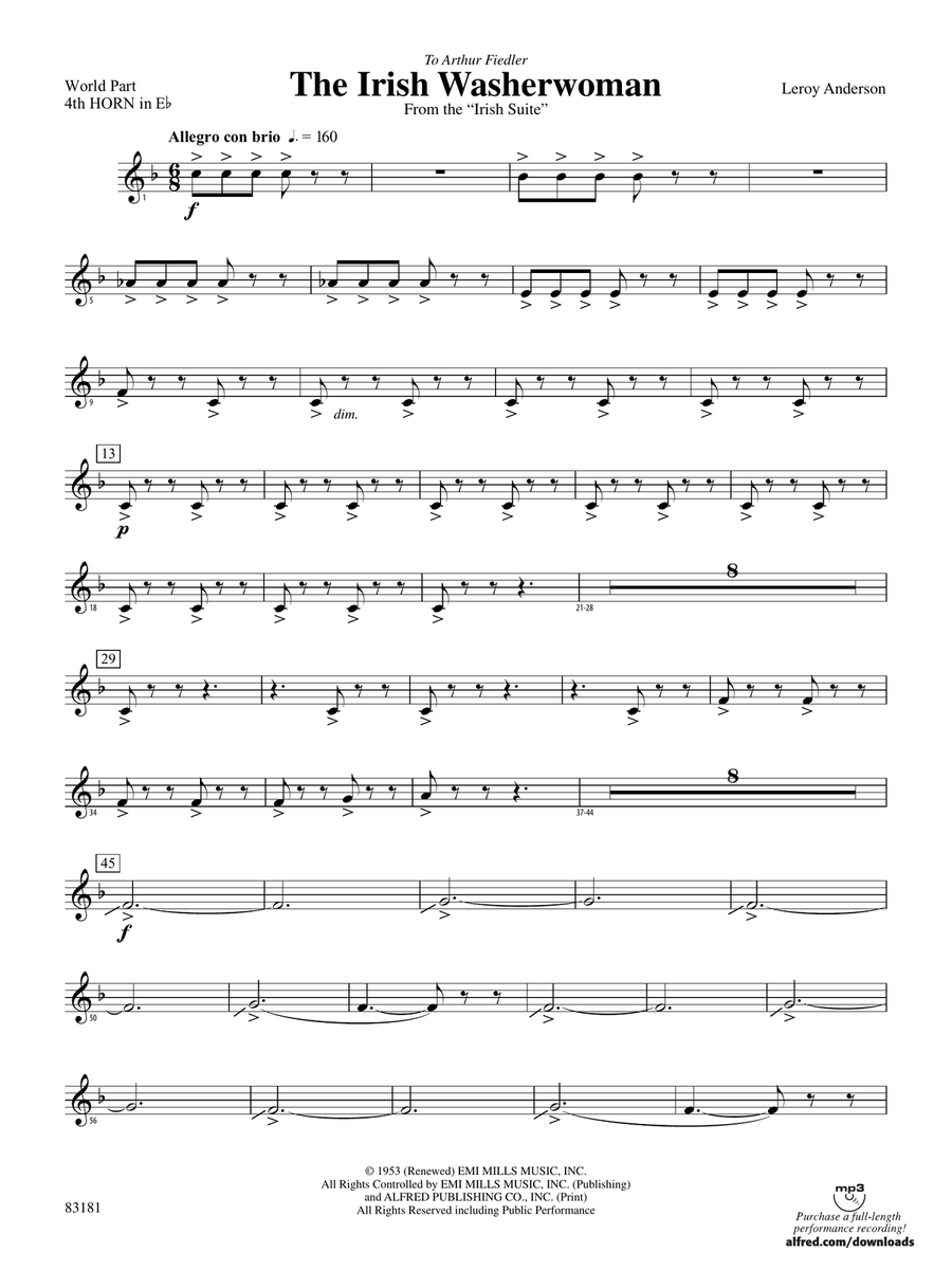 The Irish Washerwoman (from the Irish Suite): (World Part) 4th Horn in E-flat