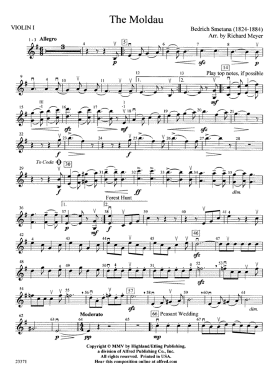 The Moldau: 1st Violin The Moldau: 1st Violin Full Orchestra scores gallery preview page 1