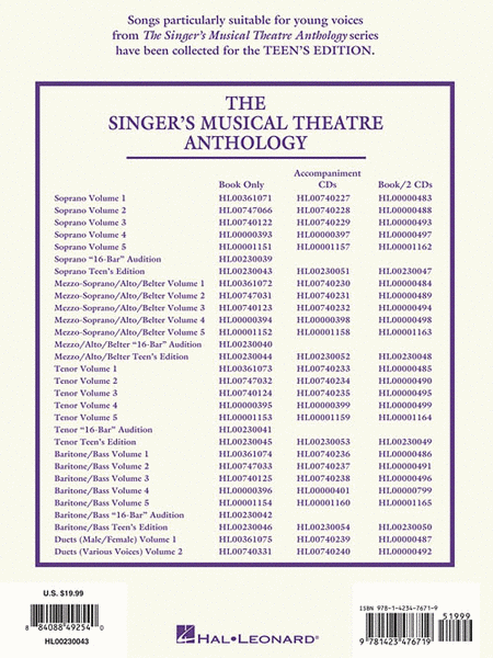 The Singer's Musical Theatre Anthology – Teen's Edition