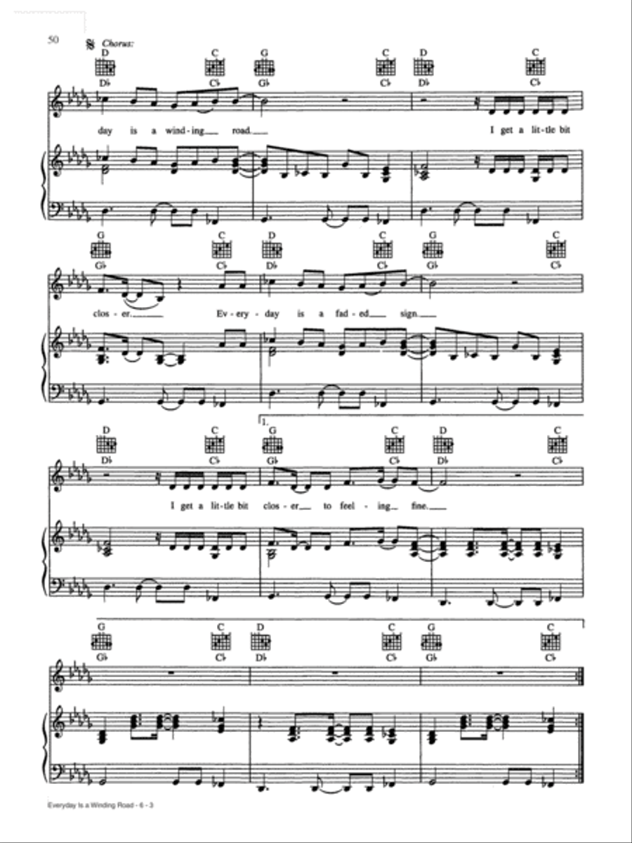 Everyday Is A Winding Road Piano, Vocal, Guitar scores gallery preview page 3