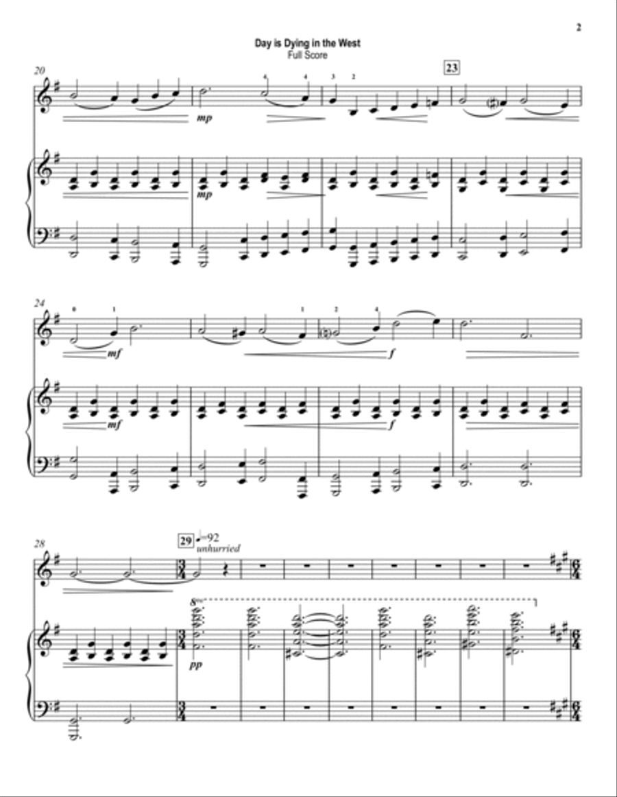 Day is Dying in the West - arranged for violin solo with piano by Stephen R Dalrymple Violin Solo scores gallery preview page 2
