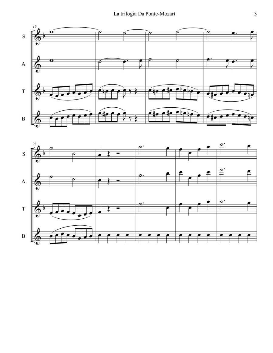 Trilogia Mozart - Da Ponte per quartetto di sassofoni Saxophone Quartet scores gallery preview page 3
