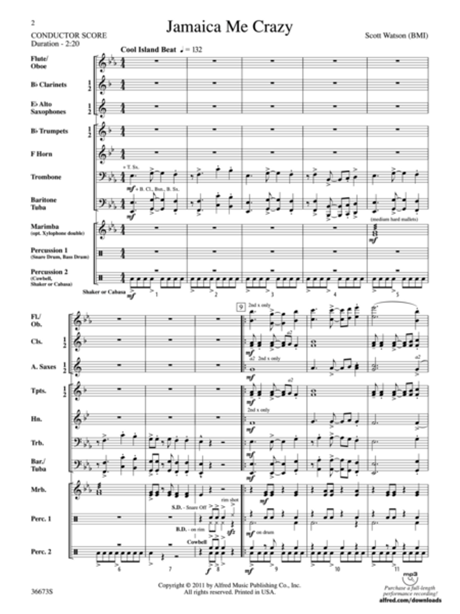 Jamaica Me Crazy Jamaica Me Crazy Concert Band scores gallery preview page 2