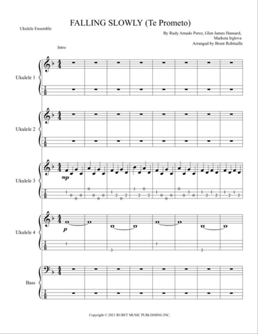 Te Prometo (falling Slowly) Ukulele scores gallery preview page 2
