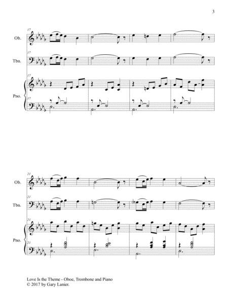LOVE IS THE THEME (Trio – Oboe, Trombone & Piano with Score/Part) image number null