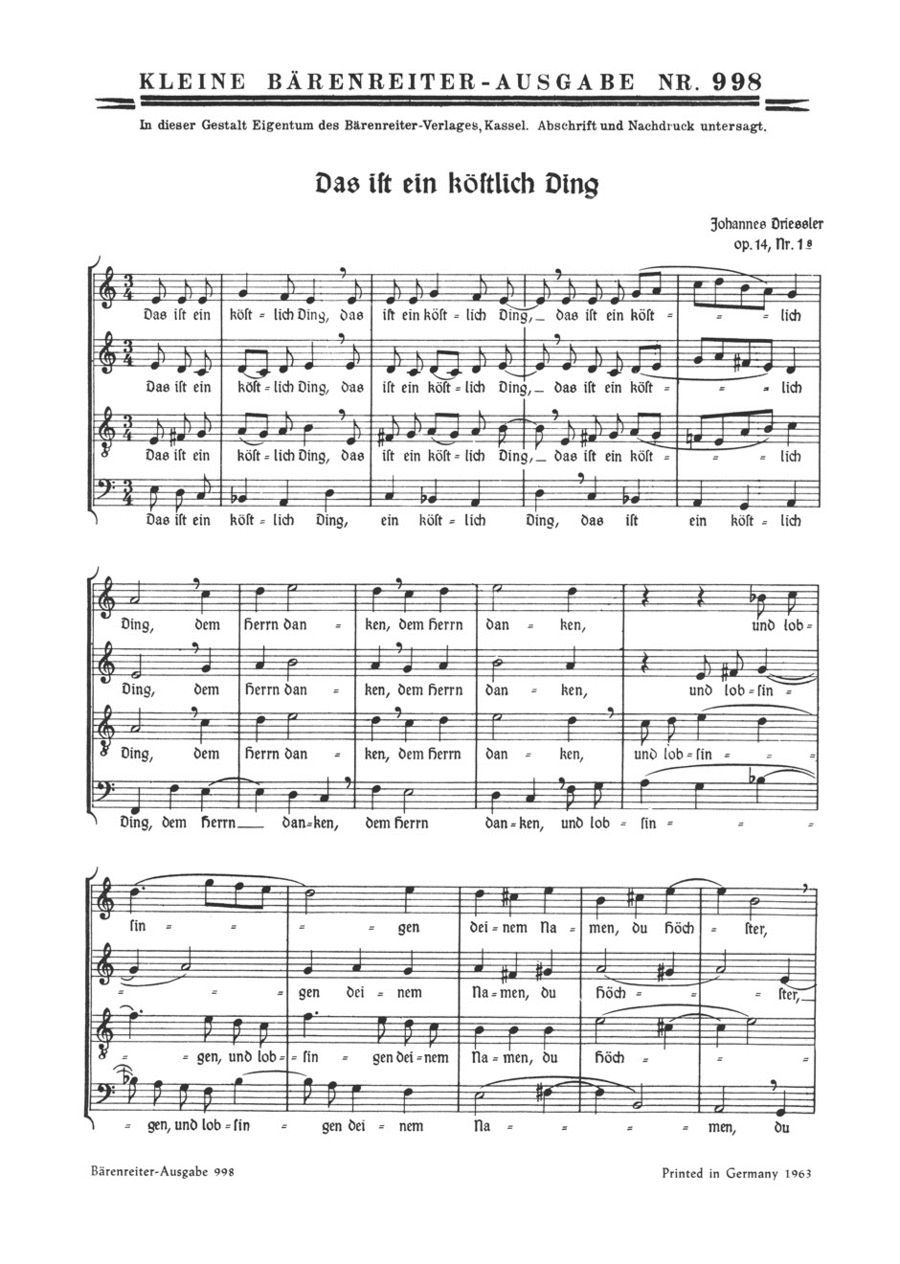 Das ist ein köstlich Ding, op. 14/1,8 4-Part scores gallery preview page 1