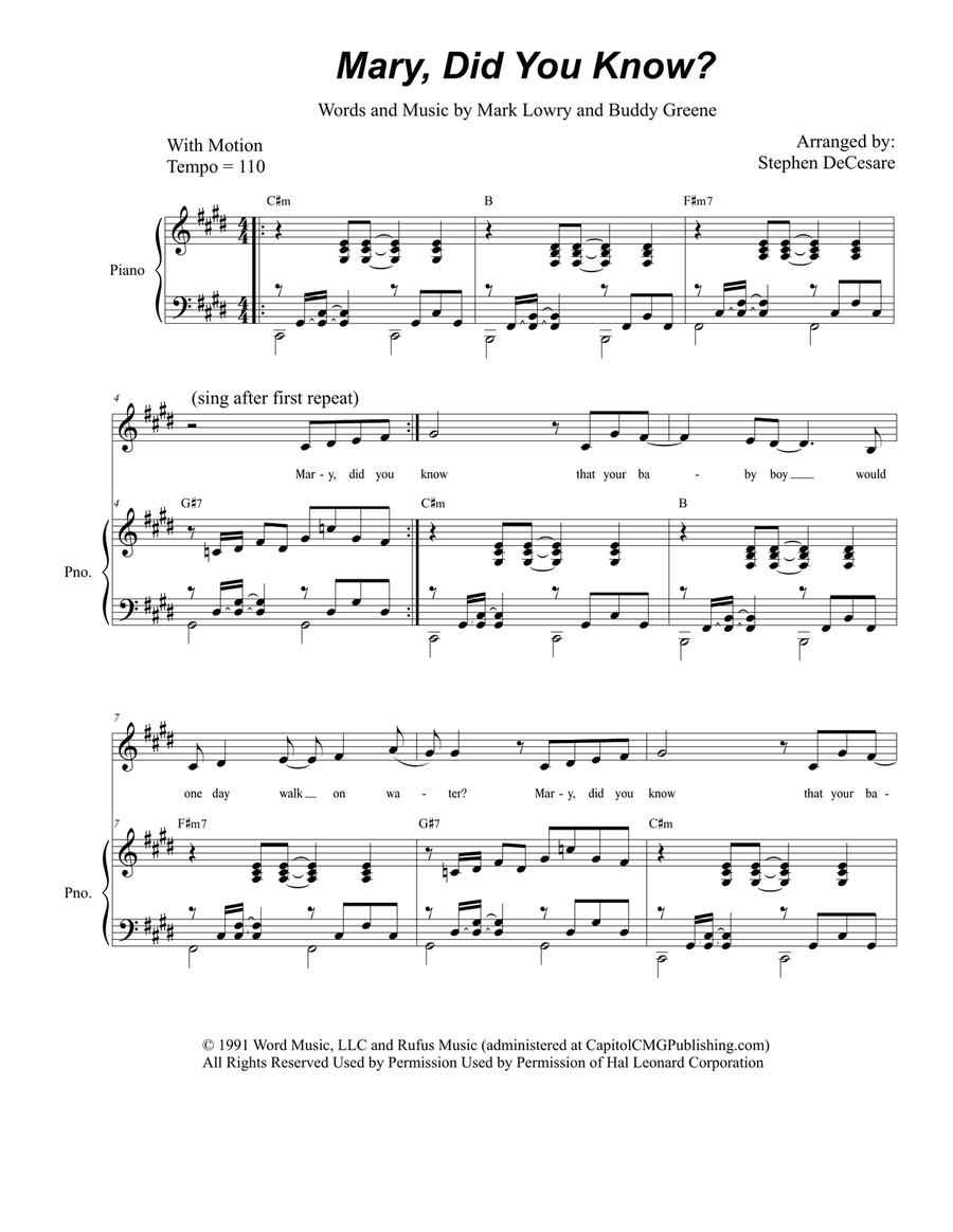 Mary, Did You Know? Piano, Vocal scores gallery preview page 1