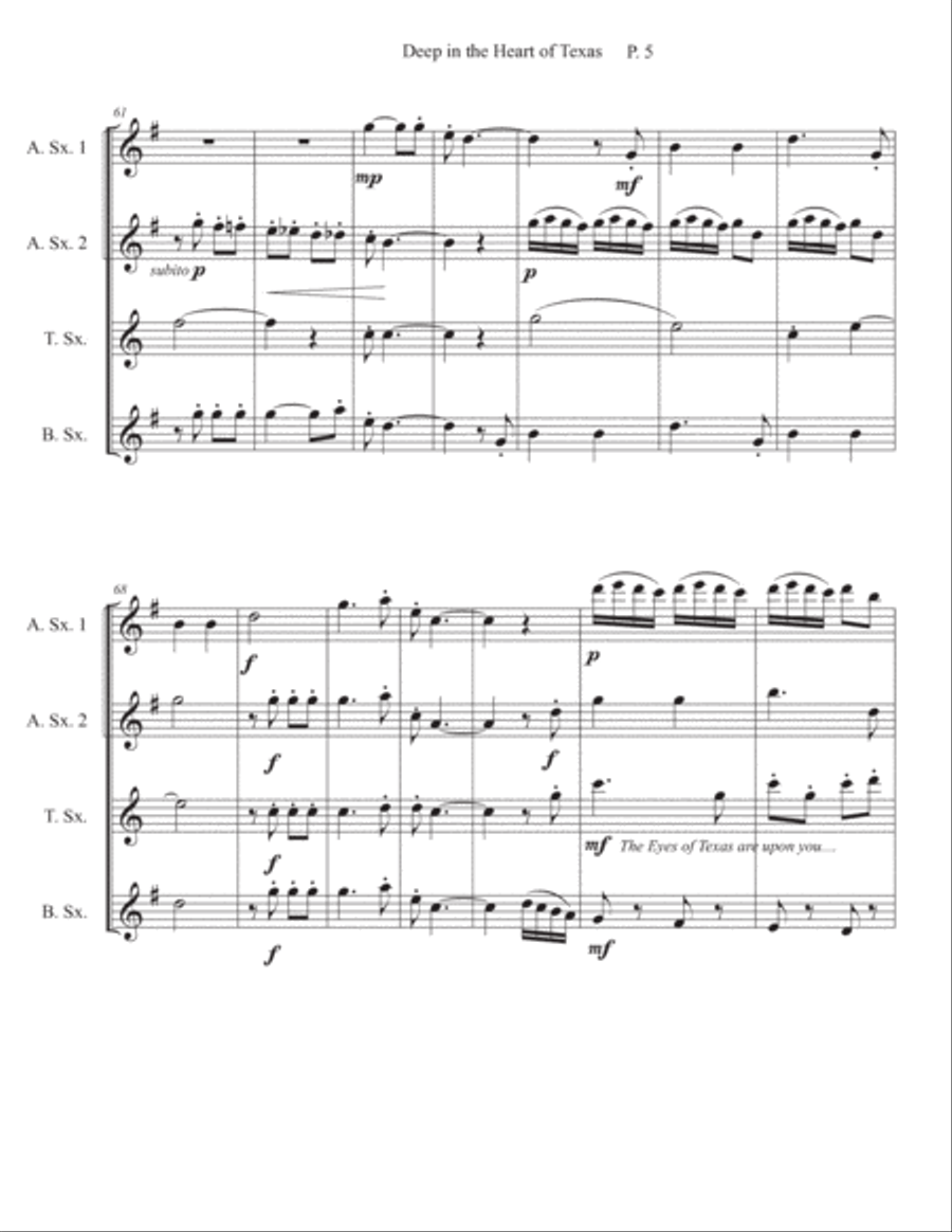 Deep In The Heart Of Texas Woodwind Quartet scores gallery preview page 6