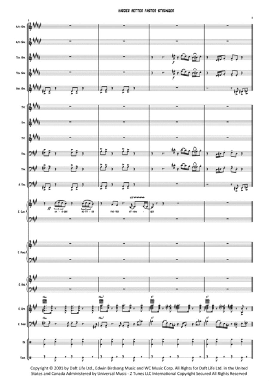 Harder, Better, Faster, Stronger Jazz Ensemble scores gallery preview page 3