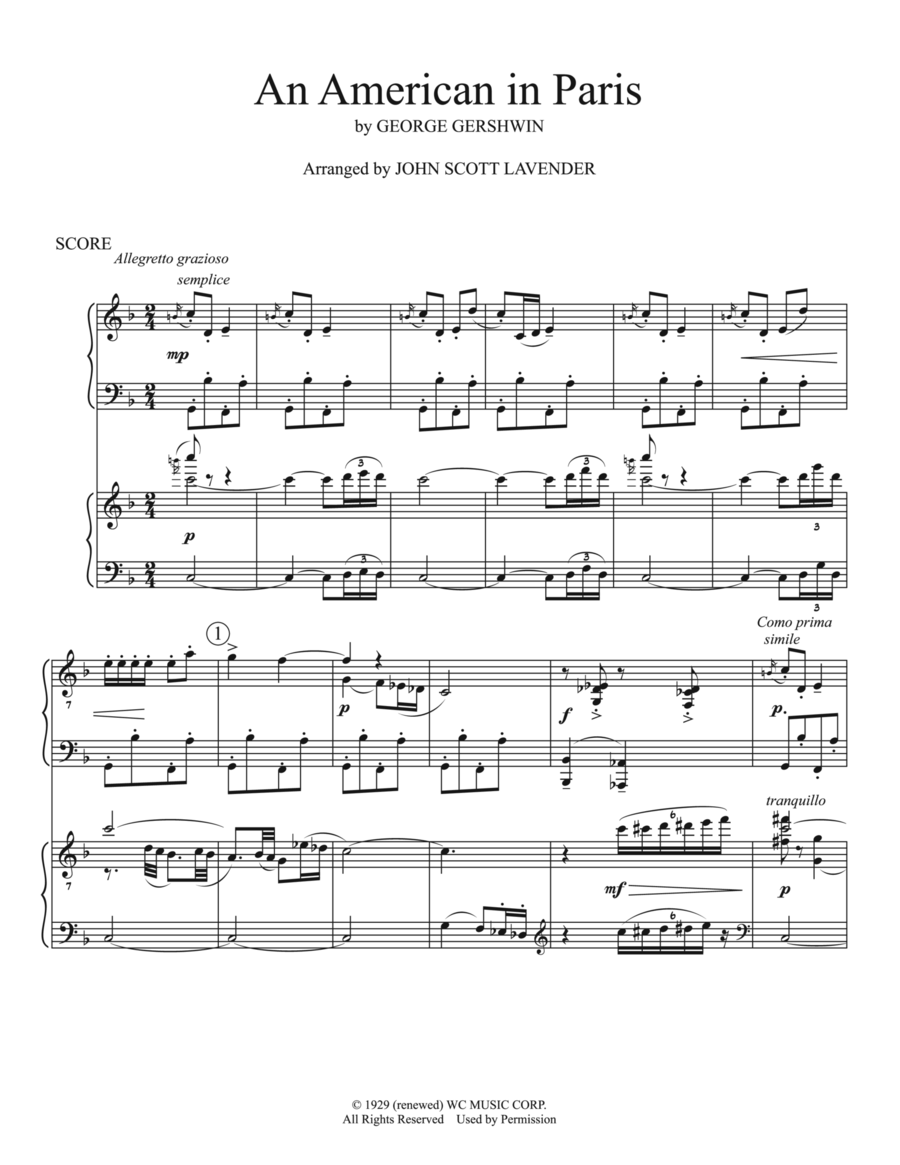 An American In Paris (Two Piano Arr.) Piano Solo scores gallery preview page 1