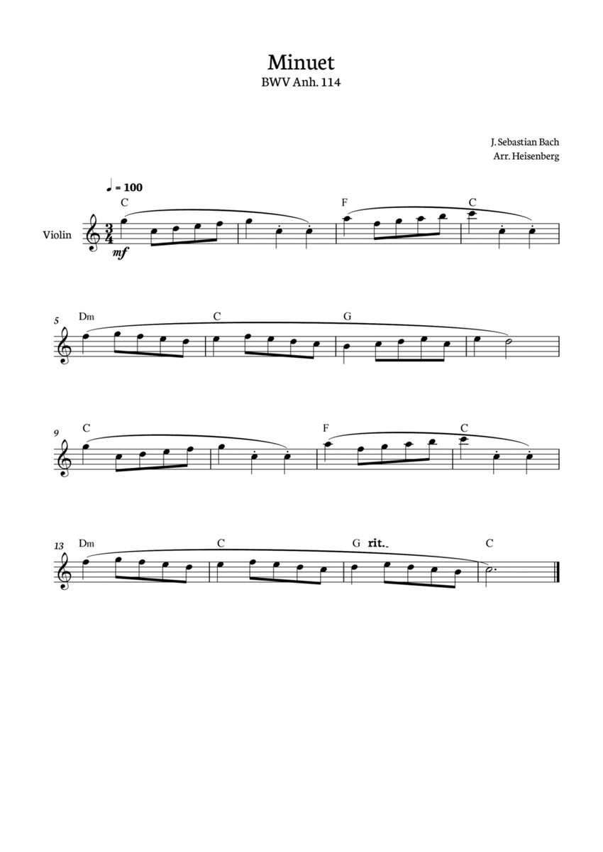Minuet - Bach for Violin image number null